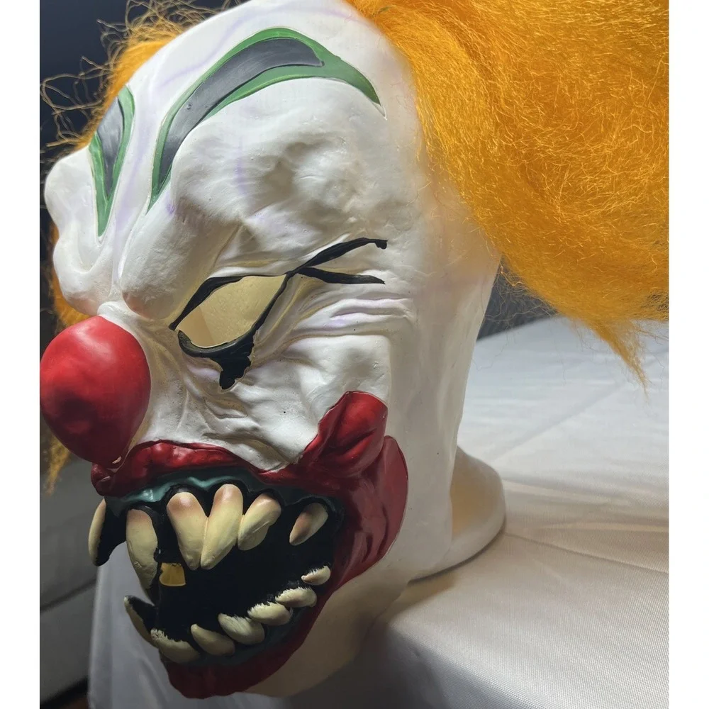 Spirit Halloween Evil Killer Clown Latex Mask Orange Hair Adult Horror